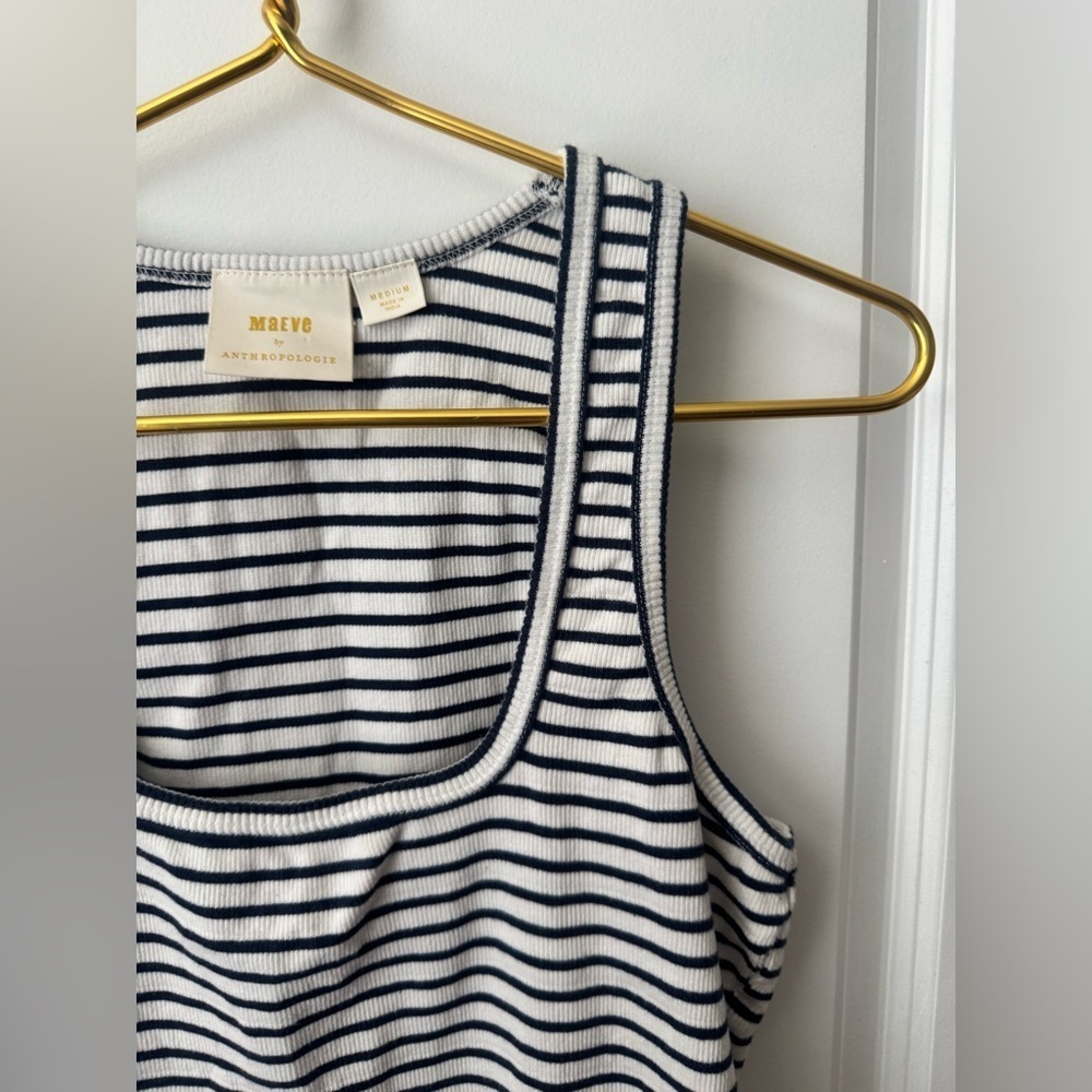 Anthropologie Maeve Stripped Ribbed Tank Top - Picture 4 of 7
